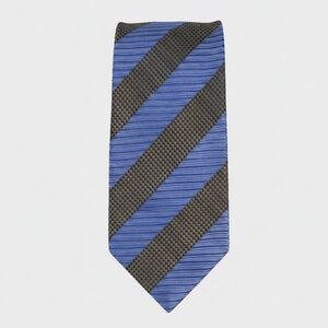 Gino Rossini Italy Silk Tie Blue Black Brown Stripe Handmade OS